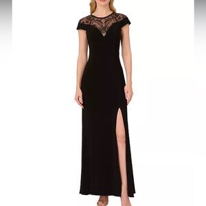 Adrianna Papell Navy Sequin Jersey Dress